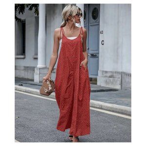 SHEIN Polka Dot Slant Pockets Tie Shoulder Jumpsuit - size 6